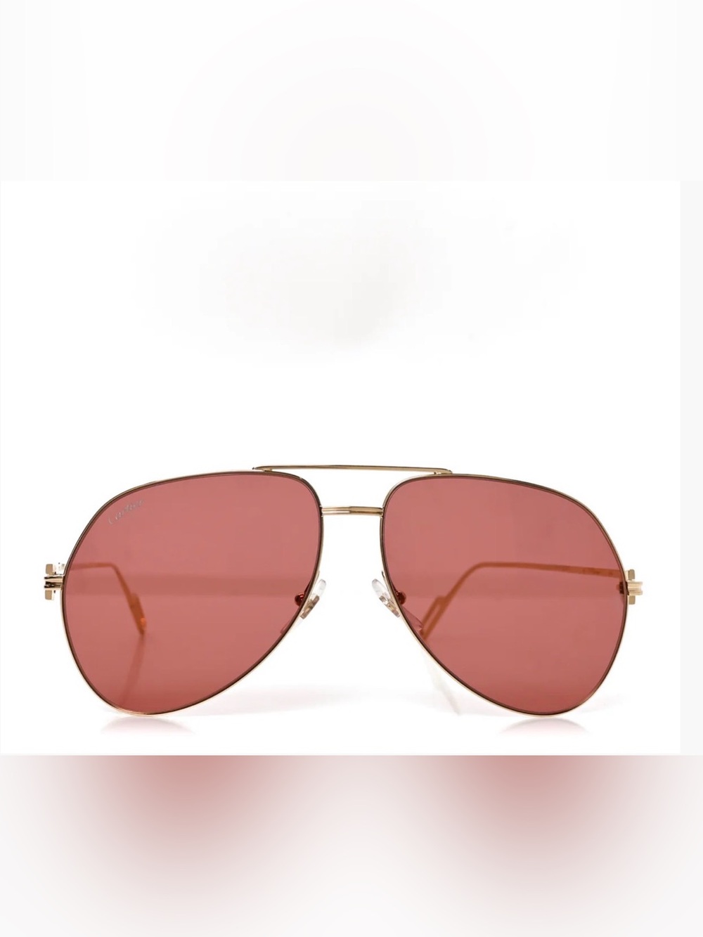 CARTIER PREMIERE Gold Frame Aviator Sunglasses with Rose Lenses